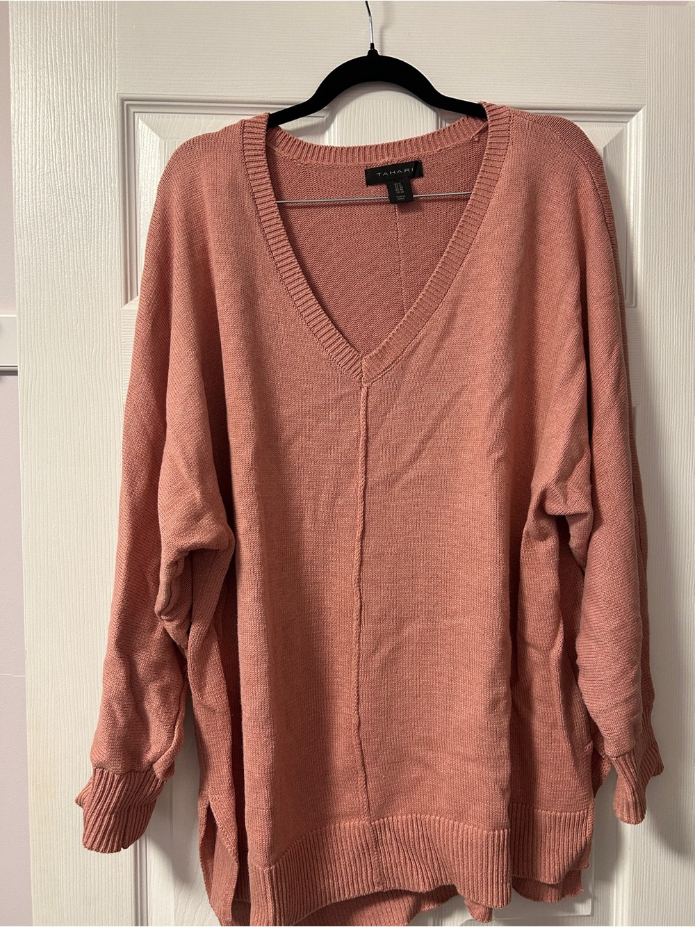 Tahari V-Neck Oversized Sweater - Rose